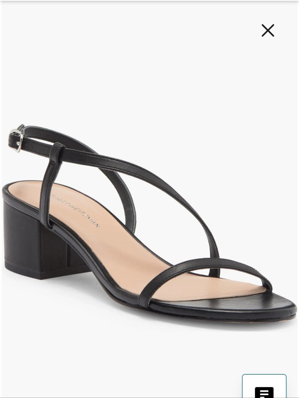 Stuart Weitzman Aliza Black Leather 2" Block Heel Slingback Sandals Size 8 NWT